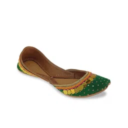 Fulkari Women Ethnic Sequin Embellished Leather Mojaris-picture-14