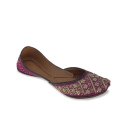 Fulkari Women Purple Ethnic Mojaris Flats-image-68