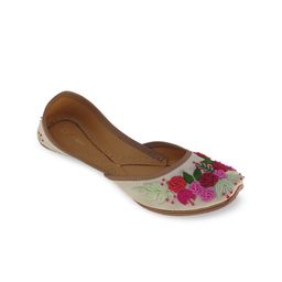 Fulkari Women Beige Ethnic Mojaris Flats-image-76