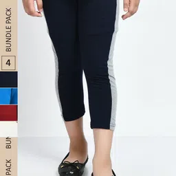 IndiWeaves Girls Pack of 4 Mid Rise Cotton Capris-picture-12