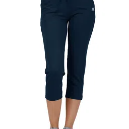 LAASA SPORTS Women Regular Fit Navy Blue Cotton Capris-image-52