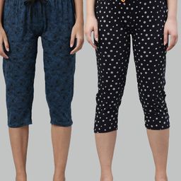 Kryptic Women Pack of 2 Cotton Printed Capris-22