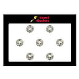 Comet Busters 7 Pcs Embellished Reusable Designer Bindis - Silver-Toned-40