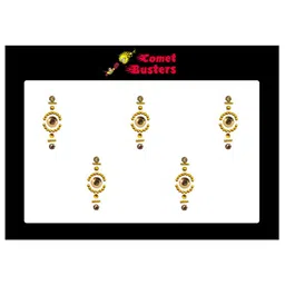 Comet Busters 5 Pcs Embellished Reusable Designer Bindis - Gold-Toned-11