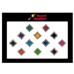 Comet Busters 12 Pcs Embellished Reusable Designer Bindis - Multicoloured-11