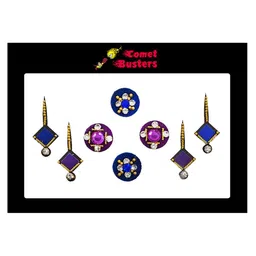 Comet Busters 8 Pcs Embellished Reusable Designer Bindis - Blue & Purple-7