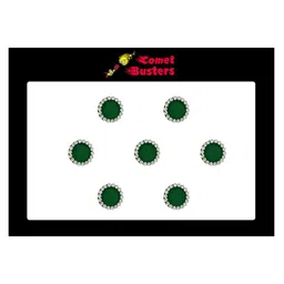 Comet Busters 7 Pcs Embellished Reusable Designer Round Bindis - Green-50