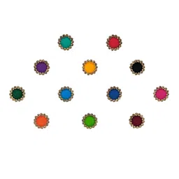Comet Busters 12 Pcs Embellished Reusable Designer Bindis - Multicoloured-10