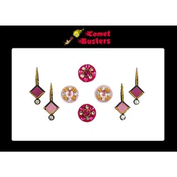 Comet Busters 8 Pcs Embellished Reusable Designer Bindis - Pink-23