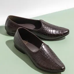 ATESBER by Inc.5 Men Textured Pointed Toe Leather Mojaris-4