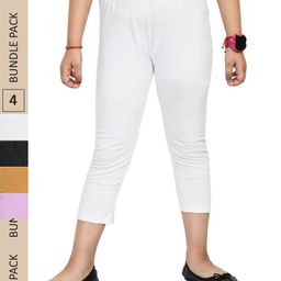 IndiWeaves Girls Pack Of 4 Pure Cotton Capris-image-87