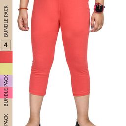 IndiWeaves Girls Pack Of 4 Pure Cotton Capris-image-82
