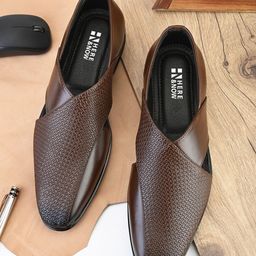 HERE&NOW Brown Textured Shoe-Style Sandals-image-25