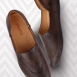 FAUSTO Men Brown Mojaris-image-64