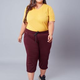 CUPID Women Plus Size Maroon Capris-image-86