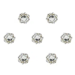 Comet Busters 7 Pcs Embellished Reusable Designer Bindis - Silver-Toned image 2