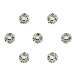 Comet Busters 7 Pcs Embellished Reusable Designer Bindis - Silver-Toned image 2
