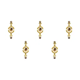 Comet Busters 5 Pcs Embellished Reusable Designer Bindis - Gold-Toned image 2