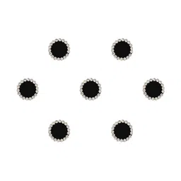 Comet Busters 7 Pcs Embellished Reusable Designer Round Bindis - Black image 2