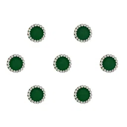 Comet Busters 7 Pcs Embellished Reusable Designer Round Bindis - Green image 3