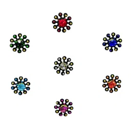 Comet Busters 7 Pcs Embellished Reusable Designer Bindis - Multicoloured image 3