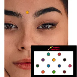 Comet Busters 12 Pcs Embellished Reusable Designer Bindis - Multicoloured image 3