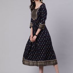 SAK JAIPUR Printed Anarkali Flared Kurta image 4
