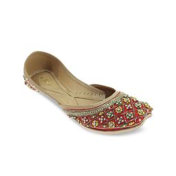 Fulkari Women Embellished Pure Leather Ethnic Mojaris-image-81