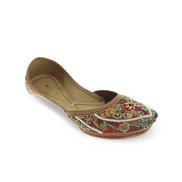 Fulkari Ethnic Embellished Leather Square Toe Mojaris-34