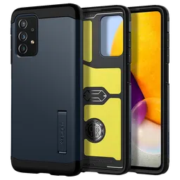 spigen Tough Armor TPU & Polycarbonate Back Case with Stand for SAMSUNG Galaxy A72 (Wireless Charging Compatible, Metal Slate)-38