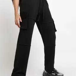 EVERDION Women Relaxed Straight Leg Straight Fit High-Rise Cargos-image-30