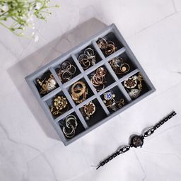 La Trove Grey Wardrobe Luxury 12 Grid Jewellery Organiser-47