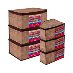 Kuber Industries Brown 6 Pieces Reusable Multi-Utility Organisers-21