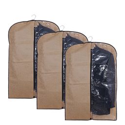 Kuber Industries Coffee-Brown & Transparent 3Pcs  Design Foldable Coat Covers-image-53