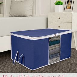 Kuber Industries Navy-Blue 3-Pieces Large Underbed Storage Bag-4