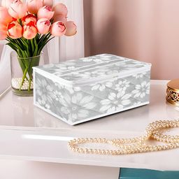 Kuber Industries Grey & White Printed Water Proof Jewellery Organiser-39