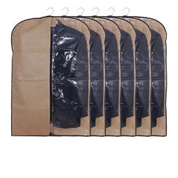Kuber Industries Coffee-Brown 6-Pcs Self Design Half Transparent Coat Covers-20