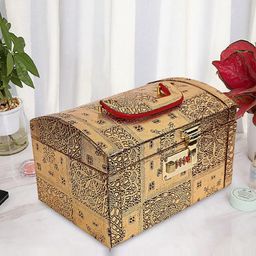Kuber Industries Gold-Colored Printed Wooden Watches & Bracelet Organizer-19
