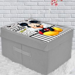 Kuber Industries Grey and yellow 2-Pcs Mickey Mouse Printed Foldable Storage Box With Lid-2