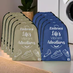 Kuber Industries Beige and Blue 10 Pieces Regular Travel Storage Shoe Organisers-2