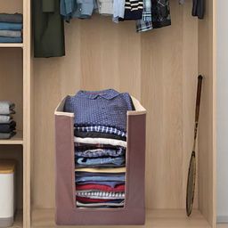 prettykrafts Set Of 6 Brown Solid Foldable Shirt Stacker Wardrobe Organizers-8