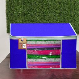 atorakushon Set Of 3 Blue Solid Non-Woven Wardrobe Organisers-8
