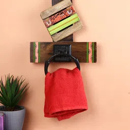Aura Brown Madhubani Art Towel Holder-17