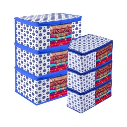 Kuber Industries Blue & White 6 Pieces Reusable Multi-Utility Organisers-13