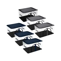Kuber Industries Grey & Navy Blue 6 Pieces Regular Multi-Utility Organisers-13