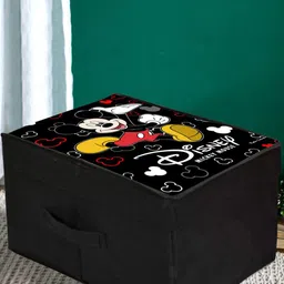 Kuber Industries Black & White Mickey Mouse Printed Foldable Storage Box With Lid-4