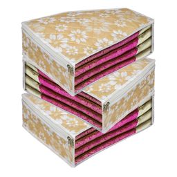 Kuber Industries Gold-Toned 3 Pieces Regular Storage Bag Organisers-41