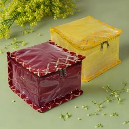 Kuber Industries Maroon 2 Pieces 10 Detachable Pouch Jewellery Organiser-37