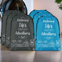 Kuber Industries Blue & Black 6 Pieces Printed Multi-Utility Organisers-14