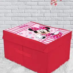 Kuber Industries Pink & White Printed Foldable Storage Box With Handle & Lid - 45L-29